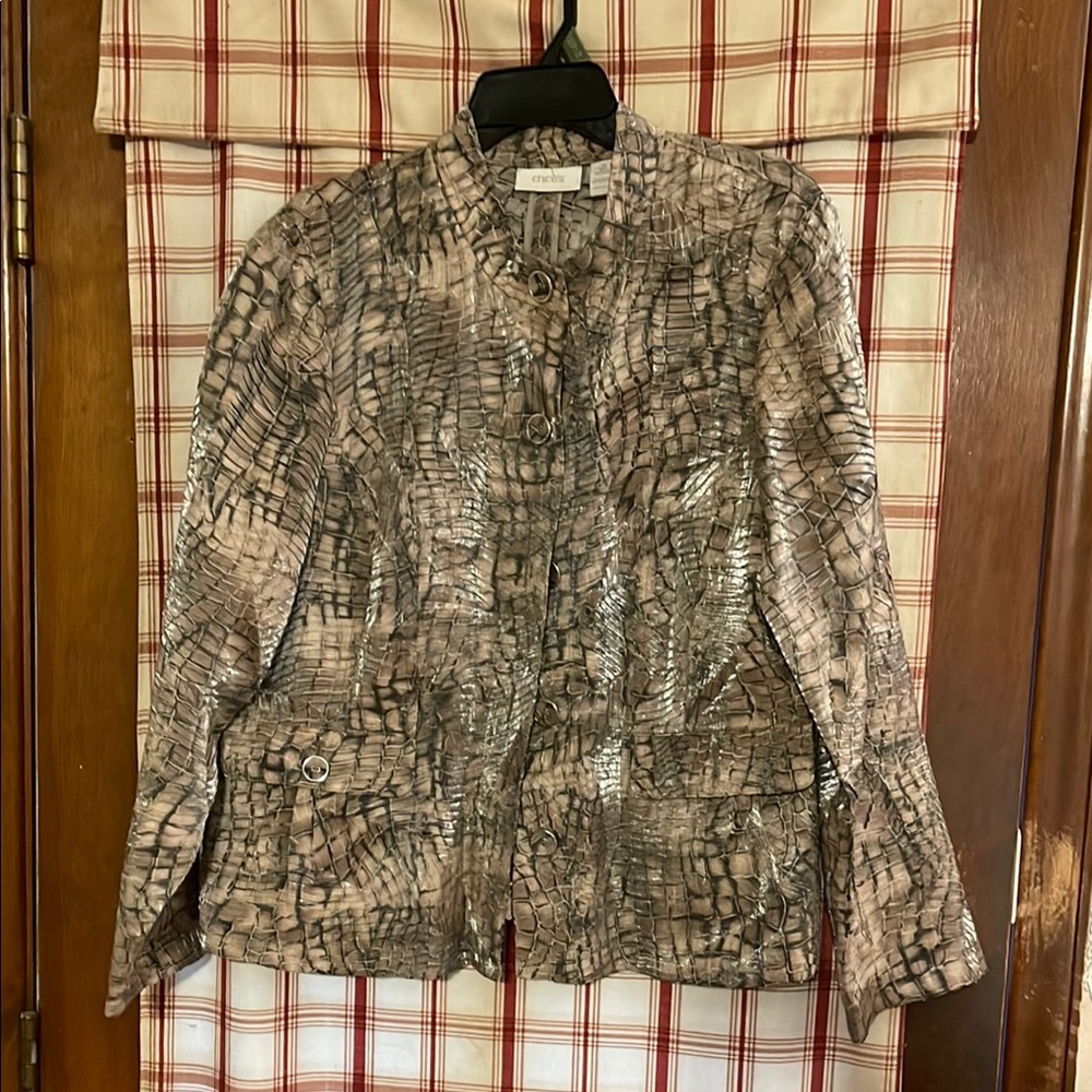 Chico's Beige and Brown Abstract Blazer